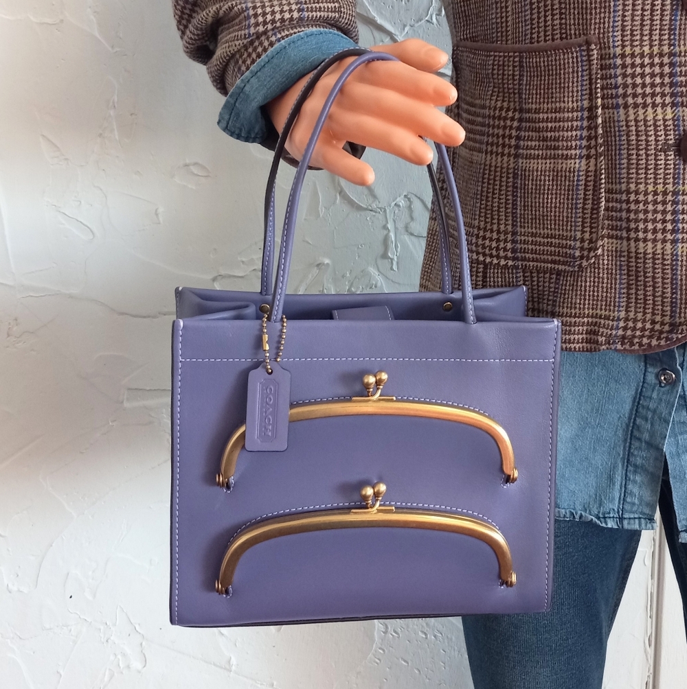 Coach Cashin Carry Tote 22, Double Kisslock, Purple - Picture 11 of 15